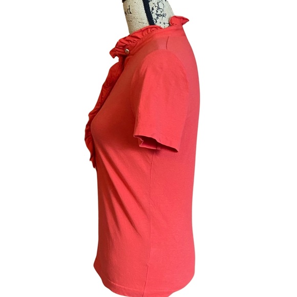 Tory Burch Red Ruffled Polo Size S - Picture 2 of 7